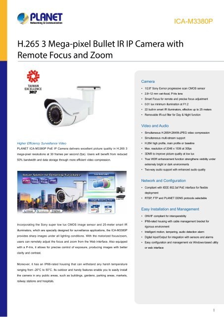 PLANET_Datasheet_IR-IP-Camera-with-Remote-Focus-and-Zoom_ICA-M3380P_2018_EN