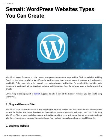 Semalt: WordPress Websites Types You Can Create
