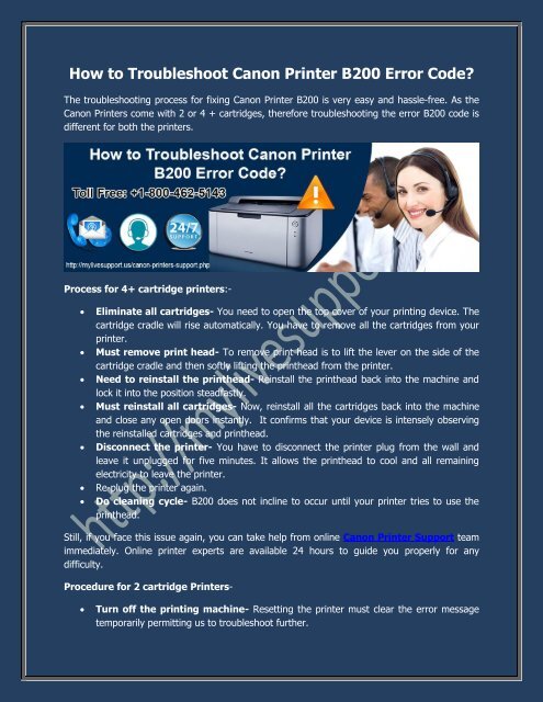How to Troubleshoot Canon Printer B200 Error Code?