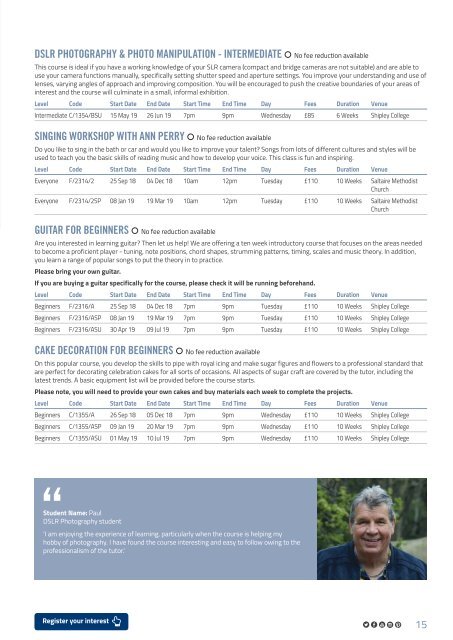 Shipley College Part-time Prospectus 2018-19