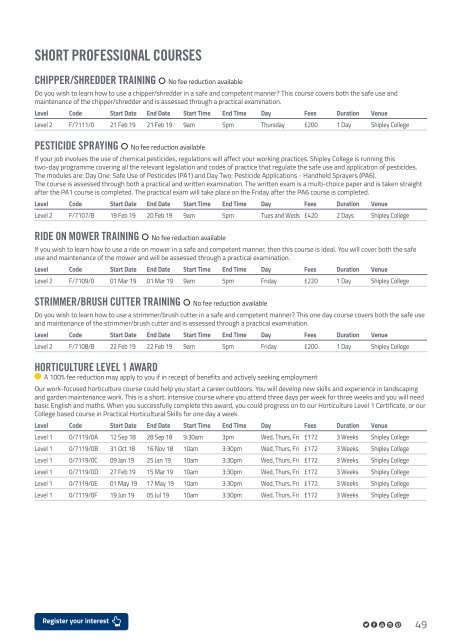 Shipley College Part-time Prospectus 2018-19