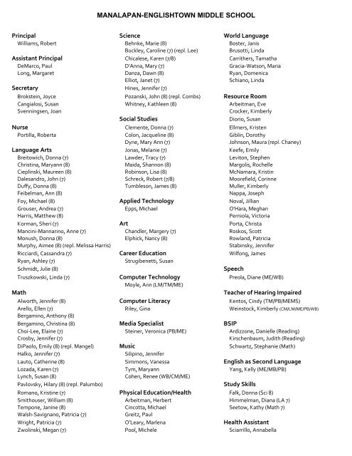 STAFF DIRECTORY December, 2010