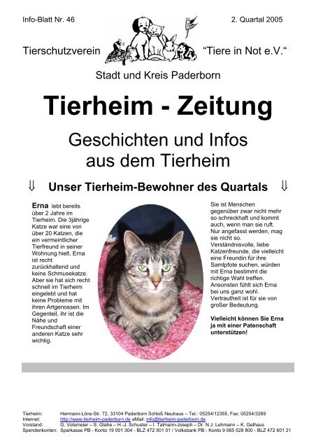 Tierheim - Zeitung - Tierheim Paderborn