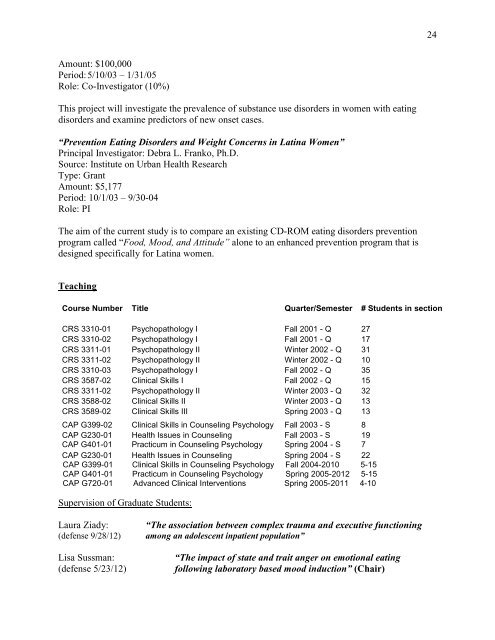 CURRICULUM VITAE - Northeastern University