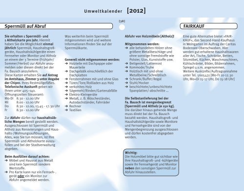 Umweltkalender 2012 - Stadt Weingarten