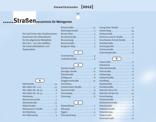 Umweltkalender 2012 - Stadt Weingarten