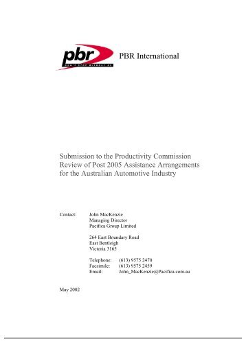 PBR International Limited - Productivity Commission