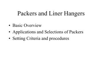 Packers and Liner Hangers