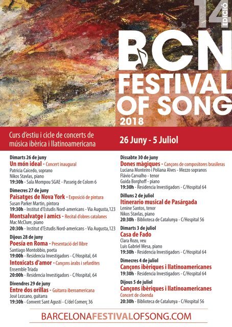 Programa Barcelona Festival of Song 2018