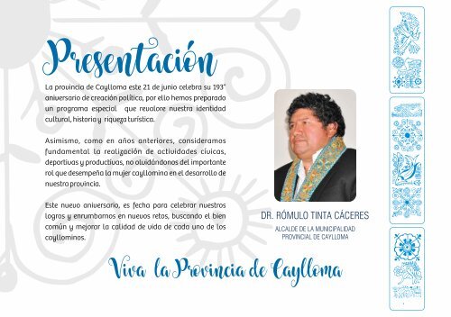 Programa del 193 Aniversario de la Provincia de Caylloma