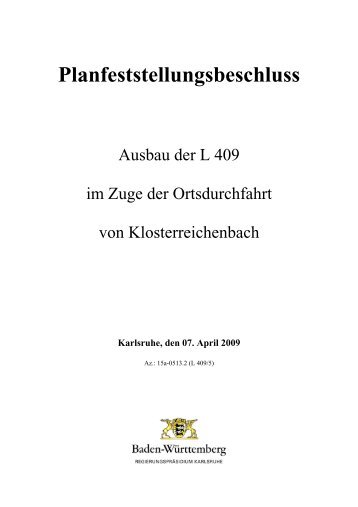 Planfeststellungsbeschluss - Regierungspräsidium Karlsruhe