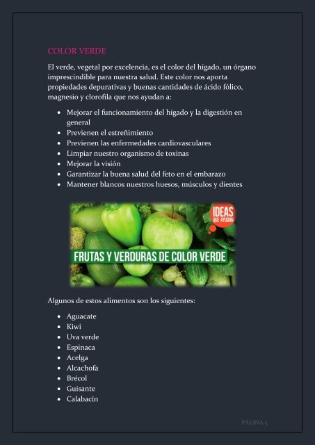 CLAFICACIÓN DE LOS ALIMENTOS POR COLORES