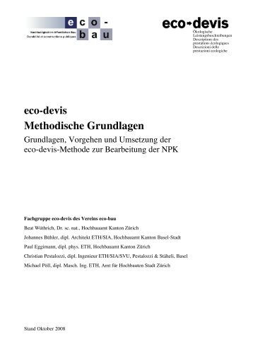 eco-devis Methodische Grundlagen - Eco-Bau