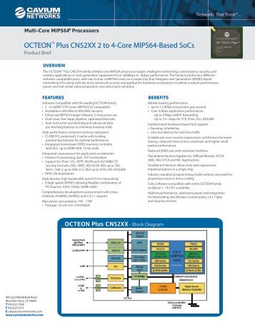 OCTEON Plus CN52XX 2 to 4-Core MIPS64 ... - Acal Technology