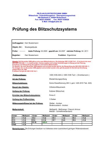 Prüfung des Blitzschutzsystems - pb.plan :: elektrotechnik.gmbh