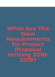 What Are the New Requirements for Project Proposal Writing 2018-2019