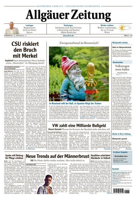 Allgäuer Zeitung Kaufbeuren vom 14. Juni 2018