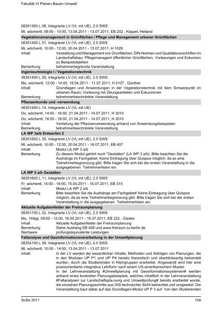 Fakultät VI Planen Bauen Umwelt - TU Berlin