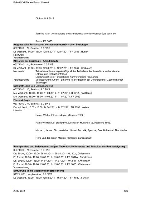 Fakultät VI Planen Bauen Umwelt - TU Berlin