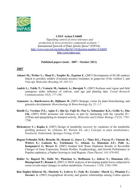 Annex 1 Publication List Fa0605 Pdf International Network Of Plant