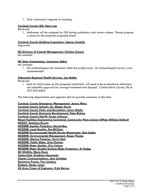 Currituck County Planning Board Case Analysis PB 11-19 R. Shaun ...