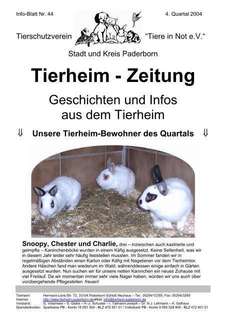 Tierheim - Zeitung - Tierheim Paderborn