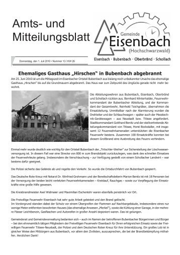Ehemaliges Gasthaus „Hirschen“ in Bubenbach abgebrannt