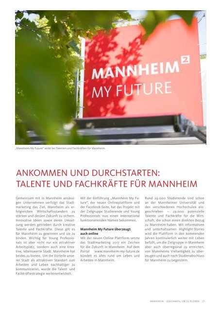 Stadtmarketing Mannheim Tätigkeitsbericht 2017