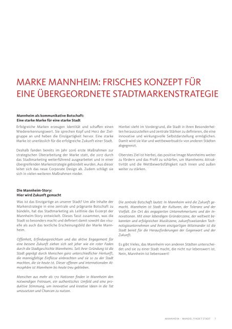 Stadtmarketing Mannheim Tätigkeitsbericht 2017