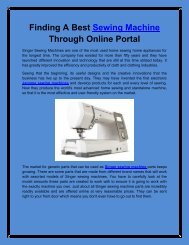 Finding A Best Sewing Machine Through Online Portal