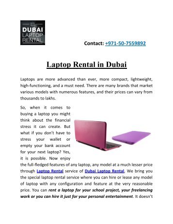 Laptop Rental in Dubai 