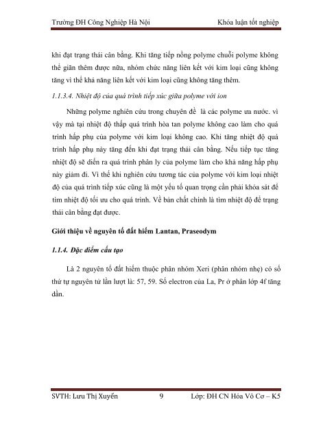 Nghiên cứu quá trình hấp phụ nguyên tố đất hiếm Lantan (La) và Praseodym (Pr) bằng nhựa poly (hydroxamic axit)