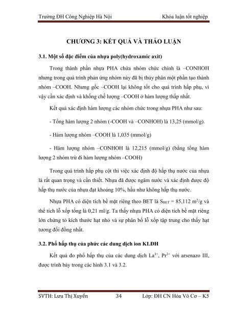 Nghiên cứu quá trình hấp phụ nguyên tố đất hiếm Lantan (La) và Praseodym (Pr) bằng nhựa poly (hydroxamic axit)