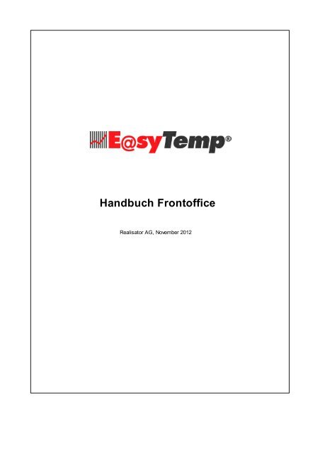 Handbuch Frontoffice - E@syTemp
