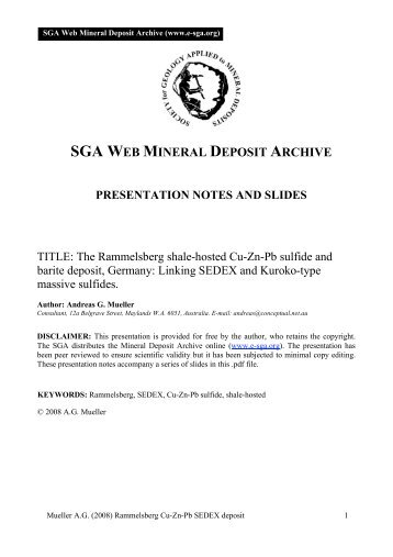 Download the Rammelsberg deposit MDA (pdf, 6.7 Mb - SGA