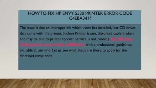 Call 1-800-597-1052 Fix HP Envy 5530 Printer error Code C4EBA341