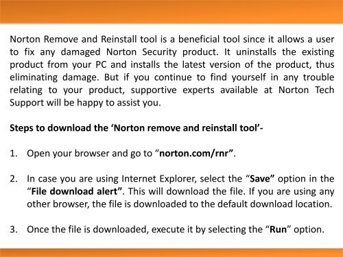 How can we use Norton Remove and Reinstall Tool