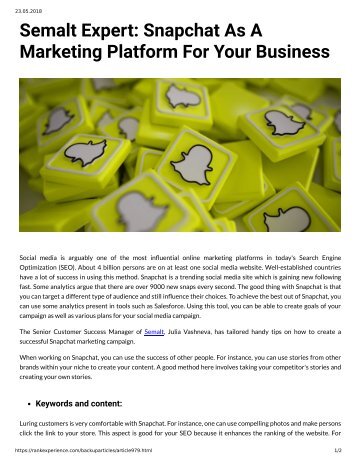 979 - Semalt Expert - Snapchat as a Marketing Platform for your Business