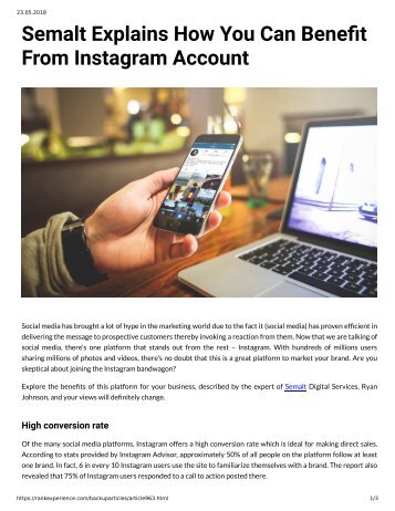 963 - Semalt Explains How You Can Benefit from Instagram Accounrt