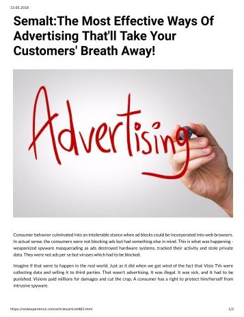 983 - Semalt The Most Effective Way of Advertising That will Take Your Customers Breath Away