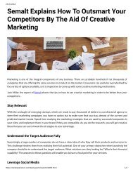 995 - Semalt Explains How to Oursmart Your Competitors by the Aid of Creative Marketing