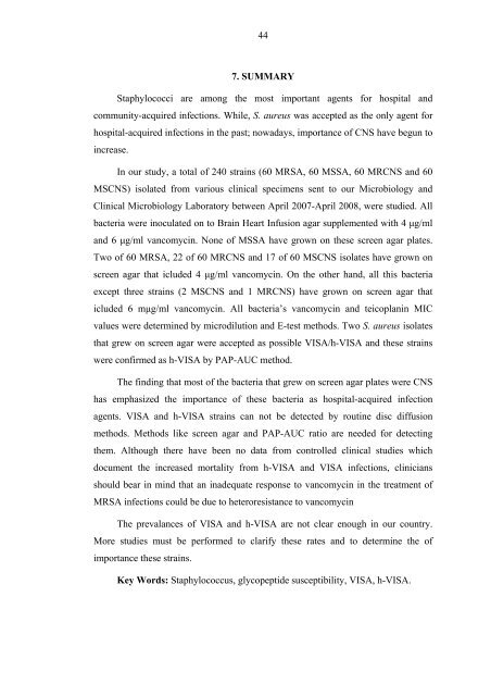 metisiline dirençli stafilokoklarda glikopeptid antibiyotiklere duyarlılık ...