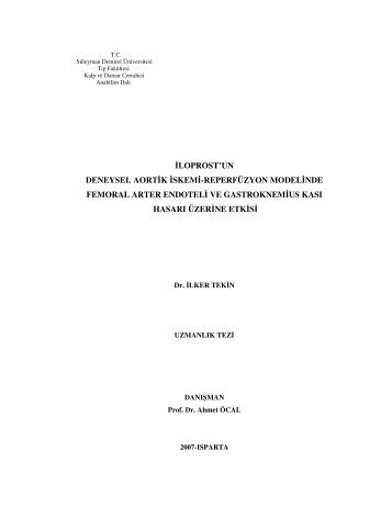 iloprost'un deneysel aortik iskemi-reperfüzyon modelinde femoral ...