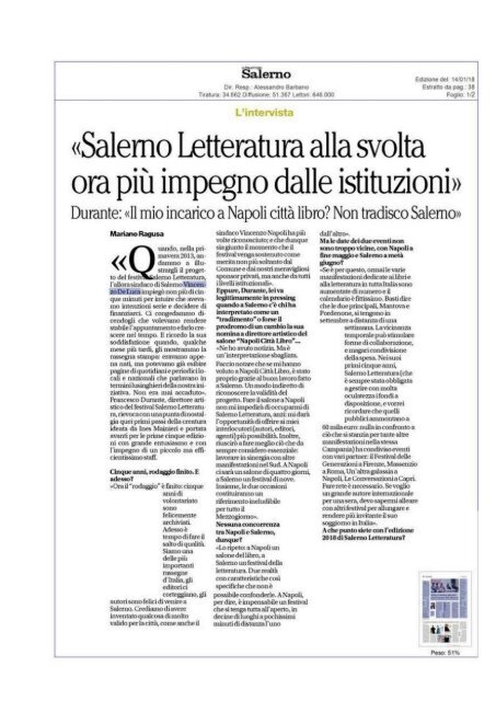 RASSEGNA  STAMA SALERNO LETTERATURA  2018