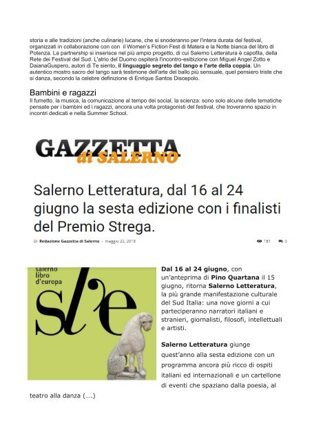 RASSEGNA  STAMA SALERNO LETTERATURA  2018