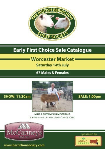 The British Berrichon Sheep Society - Early First Sale Catalogue - 2018