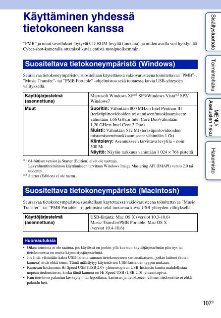 Sony DSC-W350D - DSC-W350D Consignes d&rsquo;utilisation Finlandais