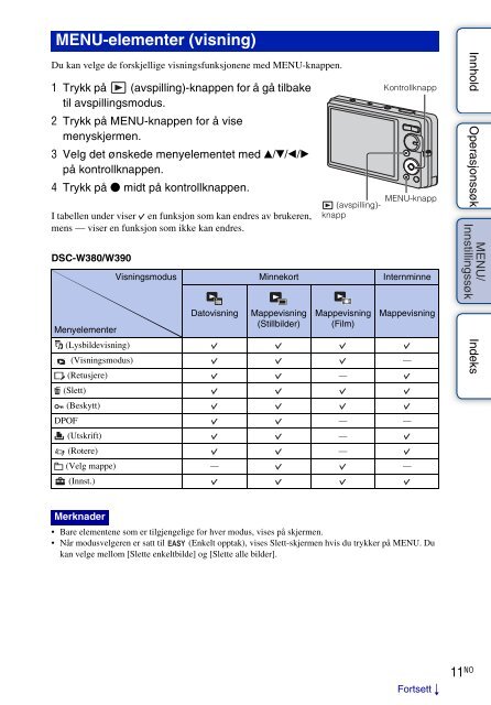 Sony DSC-W350D - DSC-W350D Consignes d&rsquo;utilisation Norv&eacute;gien