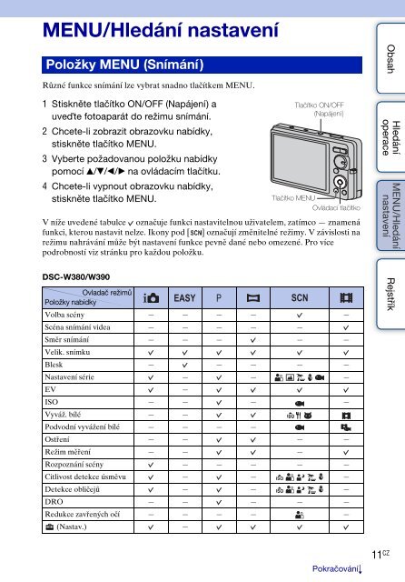 Sony DSC-W350D - DSC-W350D Guide pratique Tch&egrave;que