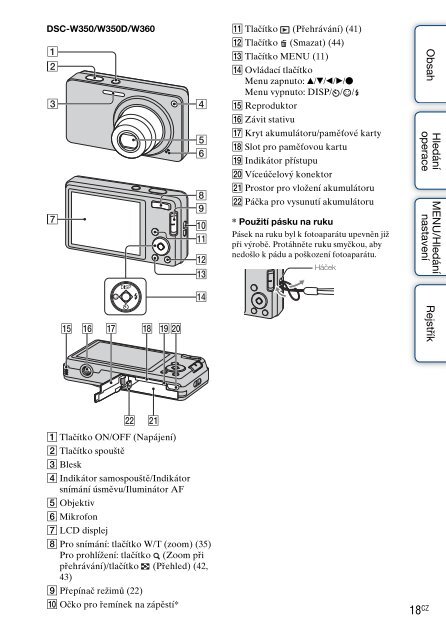 Sony DSC-W350D - DSC-W350D Guide pratique Tch&egrave;que